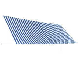 Walplus Retractable Awning Garden Sun Shade Canopy Gazebo For Back Door, Porch, Patio 400X150 Cm Blue And White - thumbnail 3