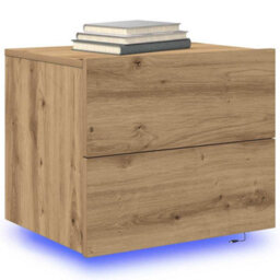 Berkfield Modern Bedside Cabinets With Led Lights Wall-Mounted 2 Pcs Artisan Oak - thumbnail 3