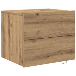 Berkfield Modern Bedside Cabinets With Led Lights Wall-Mounted 2 Pcs Artisan Oak - thumbnail 7