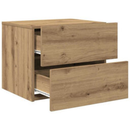 Berkfield Modern Bedside Cabinets With Led Lights Wall-Mounted 2 Pcs Artisan Oak - thumbnail 6