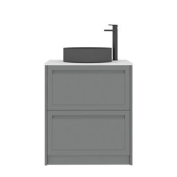 Royal Bathrooms Royal Bathroom Elmore 700mm Matt Pebble Grey Freestanding Bathroom Vanity Unit 2 Drawer Plain White Worktop With Art Round Basin - thumbnail 7