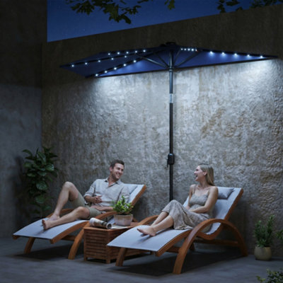 Outsunny 2.6 M Half Parasol With Solar Lights, Upf50+ Semi Round Umbrella - image 1
