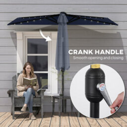 Outsunny 2.6 M Half Parasol With Solar Lights, Upf50+ Semi Round Umbrella - thumbnail 9