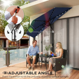 Outsunny 2.6 M Half Parasol With Solar Lights, Upf50+ Semi Round Umbrella - thumbnail 8
