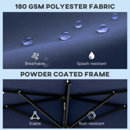 Outsunny 2.6 M Half Parasol With Solar Lights, Upf50+ Semi Round Umbrella - thumbnail 7