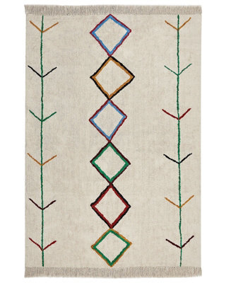 Wyld And Coco Geometric Area Rug Beige And Black, Tufted Cotton With Polyester Backing, 160 X 230 Cm - image 1