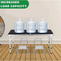 Outdoor Foldable Picnic Table & 4 Stool Set Portable Camping Garden Indoor Black - thumbnail 6