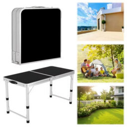 Outdoor Foldable Picnic Table & 4 Stool Set Portable Camping Garden Indoor Black - thumbnail 3