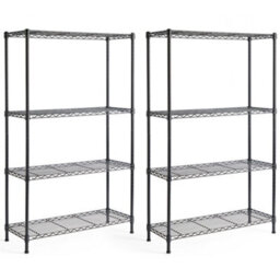 Vonhaus Garage Shelving Units Set Of 2 Adjustable 4-Tier Wire Shelving Unit For Storage - Metal Wire Shelves For Garage - thumbnail 8