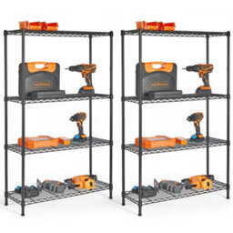 Vonhaus Garage Shelving Units Set Of 2 Adjustable 4-Tier Wire Shelving Unit For Storage - Metal Wire Shelves For Garage