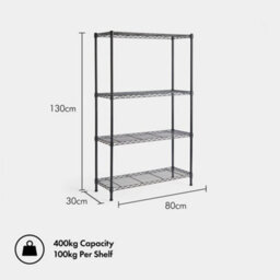 Vonhaus Garage Shelving Units Set Of 2 Adjustable 4-Tier Wire Shelving Unit For Storage - Metal Wire Shelves For Garage - thumbnail 2