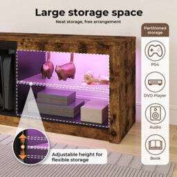 Levede Height Adjustable Tv Unit Cabinet Wood Led Rgb Storage For Living Room - thumbnail 6