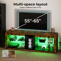 Levede Height Adjustable Tv Unit Cabinet Wood Led Rgb Storage For Living Room - thumbnail 7