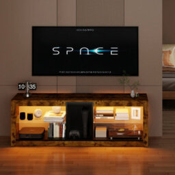 Levede Height Adjustable Tv Unit Cabinet Wood Led Rgb Storage For Living Room - thumbnail 1