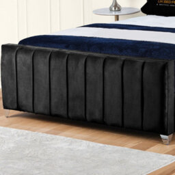 UKBEDFURNITURE Empire Wingback Black Plush Valvet Upholstered Gas Lift Ottoman Storage Bed -  With 48 Inch Headboard - thumbnail 3