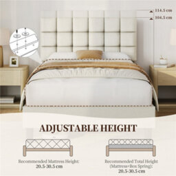 Yaheetech 120 X 190 Cm Small Double Upholstered Bed Frame, Modern Platform Bed Frame, Beige - thumbnail 5