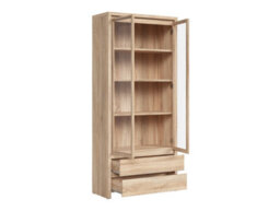 Arte Kaspian Sonoma Showcase 90Cm Tall Display Cabinet - Glass Doors With 2 Drawers - thumbnail 4