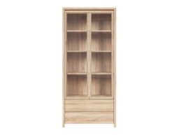 Arte Kaspian Sonoma Showcase 90Cm Tall Display Cabinet - Glass Doors With 2 Drawers - thumbnail 3