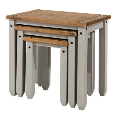 Core Products Corona Nest Of Three Tables, Grey Wax & Antique Wax Top H51.1Cm X W53.0Cm X D35Cm - image 1