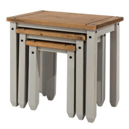 Core Products Corona Nest Of Three Tables, Grey Wax & Antique Wax Top H51.1Cm X W53.0Cm X D35Cm