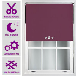 Furnished Triple Eyelets Blackout Window Blinds Free Cut Service - Aubergine (W)60Cm X (L)210Cm - thumbnail 1