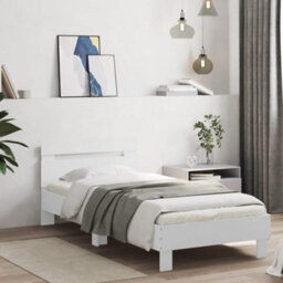 Berkfield Bed Frame Without Mattress With Led Lights White 90X190 Cm Single - thumbnail 3