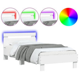 Berkfield Bed Frame Without Mattress With Led Lights White 90X190 Cm Single - thumbnail 2