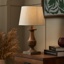 Inlight Argen Sculp Round Matt Natural Wood Effect Table Lamp - thumbnail 1