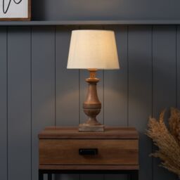 Inlight Argen Sculp Round Matt Natural Wood Effect Table Lamp - thumbnail 3