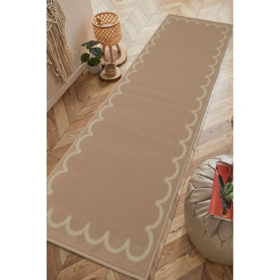 Melrose Colorama Frill Border Natural Indoor Area Runner Rug 67X200Cm - image 1