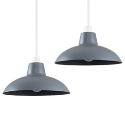 Valuelights Civic Pair Of Dark Grey Metal Easy Fit Living Room Bedroom Ceiling Light Shades (D)28.8Cm