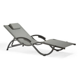 Vonhaus Folding Sunlounger, Heavy Duty Weather Resistant Garden Sun Lounger, Portable Textoline Foldable Reclining Outdoor Lounger - thumbnail 1