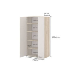 Arte Criss 70Cm Highboard Cabinet - Cashmere & Oak Mauvella, Tall Storage With Gentle Versatility - thumbnail 5