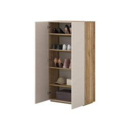 Arte Criss 70Cm Highboard Cabinet - Cashmere & Oak Mauvella, Tall Storage With Gentle Versatility - thumbnail 4