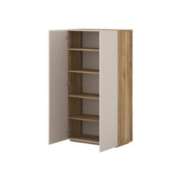 Arte Criss 70Cm Highboard Cabinet - Cashmere & Oak Mauvella, Tall Storage With Gentle Versatility - thumbnail 3