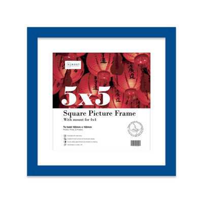 "5X5"" Blue Picture Frame - 5X5"" Square Frame With 4X4"" Mount For 5X5""/4X4"" Pictures Art Deco Style Room Decor, 1 Pack" - image 1