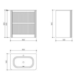Plum&clay Isla Ribbed Fluted Grey 2 Drawer Freestanding Bathroom Vanity Unit & Black Basin Set (W)800mm - thumbnail 8
