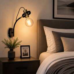 UKEW Led Wall Lamp Adjustable E27 Fitting Vintage Sconce Light Antique Brass Curved - thumbnail 7