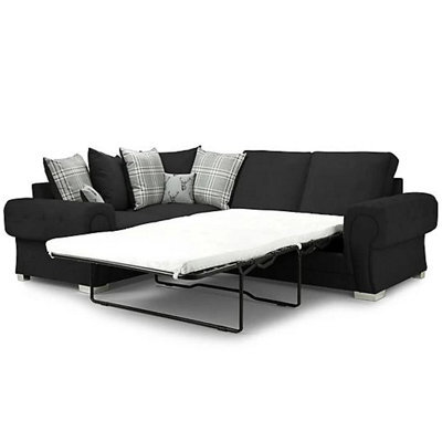 Verona Black Sofa Bed Right Hand Facing Corner (Scatter Back) - image 1