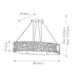 Luminosa Lighting Elstead Silver Coral 4 Light Oval Ceiling Island Pendant Bar Pewter, E27 - thumbnail 5