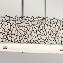 Luminosa Lighting Elstead Silver Coral 4 Light Oval Ceiling Island Pendant Bar Pewter, E27 - thumbnail 3
