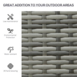 Outsunny Patio Rattan 2 Seater Garden Bench Love Seater Garden Armchair Grey - thumbnail 5