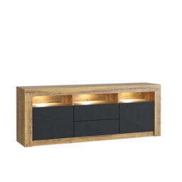 Tv Unit Shine 160Cm - Dark Oak & Black Matt Doors And Led Lights - thumbnail 8