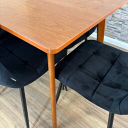 Doubs Dining Table And 6 Black Velvet Chairs Set And Walnut Effect Table - thumbnail 5