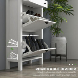 Wyld Haus Sora White Slim Shoe Cabinet With 2 Flip Drawers And Top Drawer, 60W X 24D X 97H Cm - thumbnail 7
