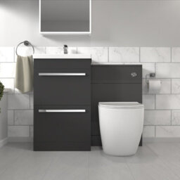 Nes Home Anthracite Basin Vanity Cabinet With Wc Unit & Back To Wall Toilet - thumbnail 2