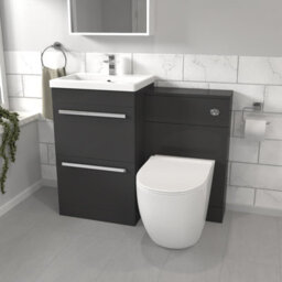 Nes Home Anthracite Basin Vanity Cabinet With Wc Unit & Back To Wall Toilet - thumbnail 1