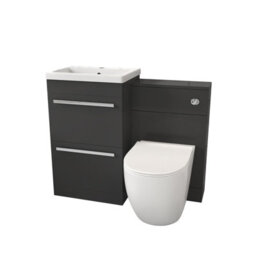 Nes Home Anthracite Basin Vanity Cabinet With Wc Unit & Back To Wall Toilet - thumbnail 4
