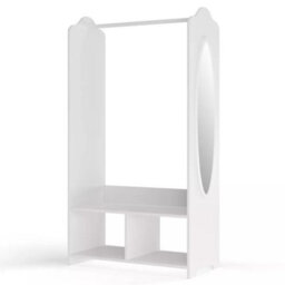 Urbn-Living Urbnliving 120Cm Height Kids Mdf Wooden Hanging Clothes Rail Wardrobe Storage Display Shelves & Mirror - thumbnail 3