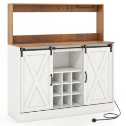 Costway Coffee Bar Cabinet W/ Charging Station 120Cm Wine Cabinet Removable Wine Rack - thumbnail 9